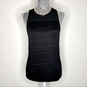SKECHERS Womens Black Open Back Tie Back Crewneck Racerback Tank Size Small